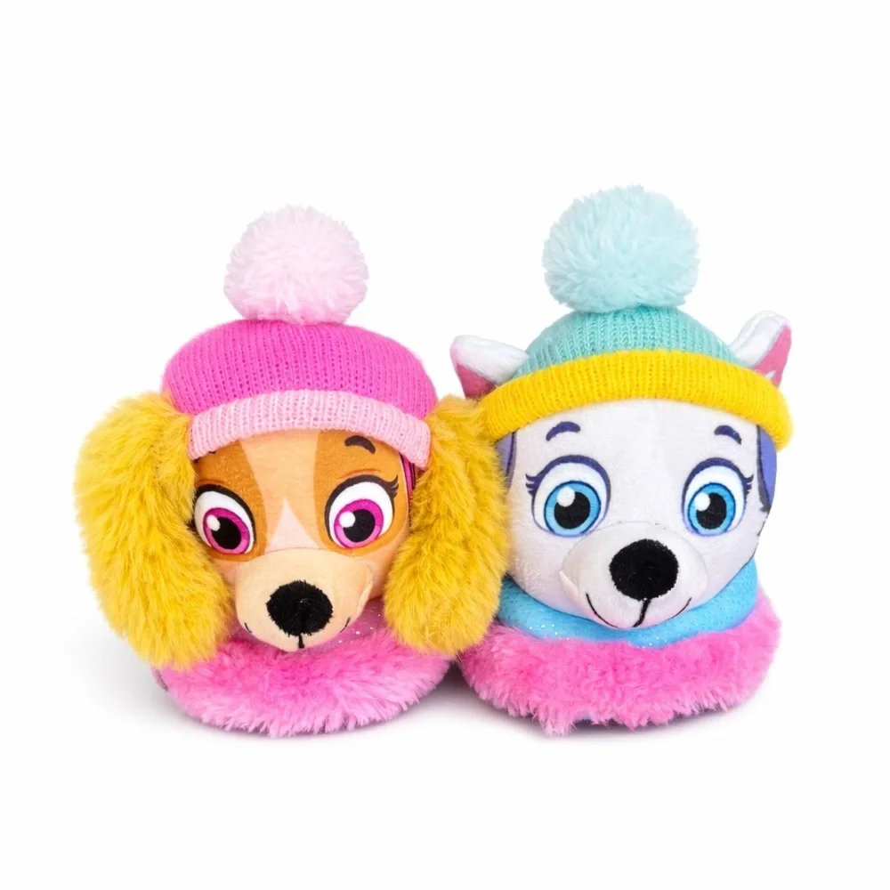 PAW Patrol Skye & Everest Plush Slippers | Pink & Blue | Kids Size 7–8